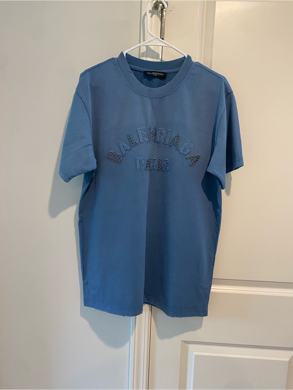 Balenciaga Blue Embroidered Logo T-Shirt